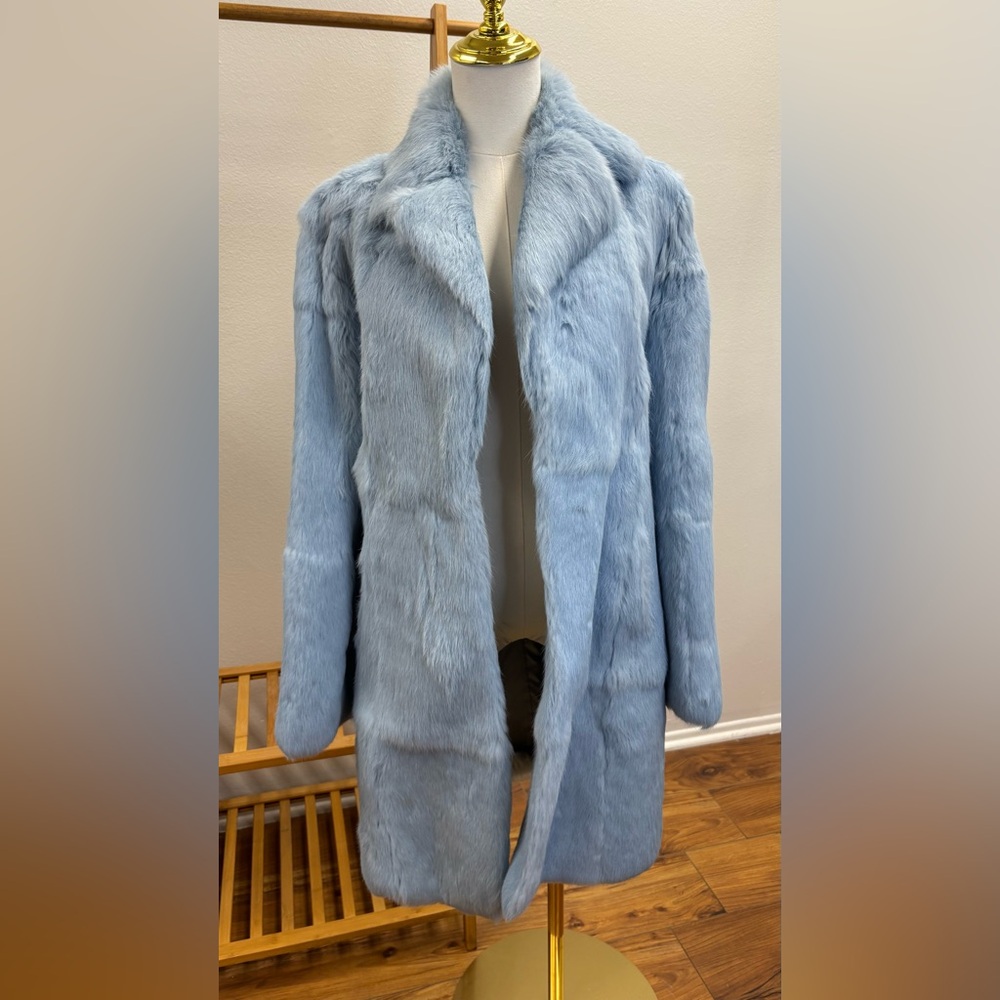 5|48 Genuine Rabbit Fur Coat - Light
Blue - Size 4